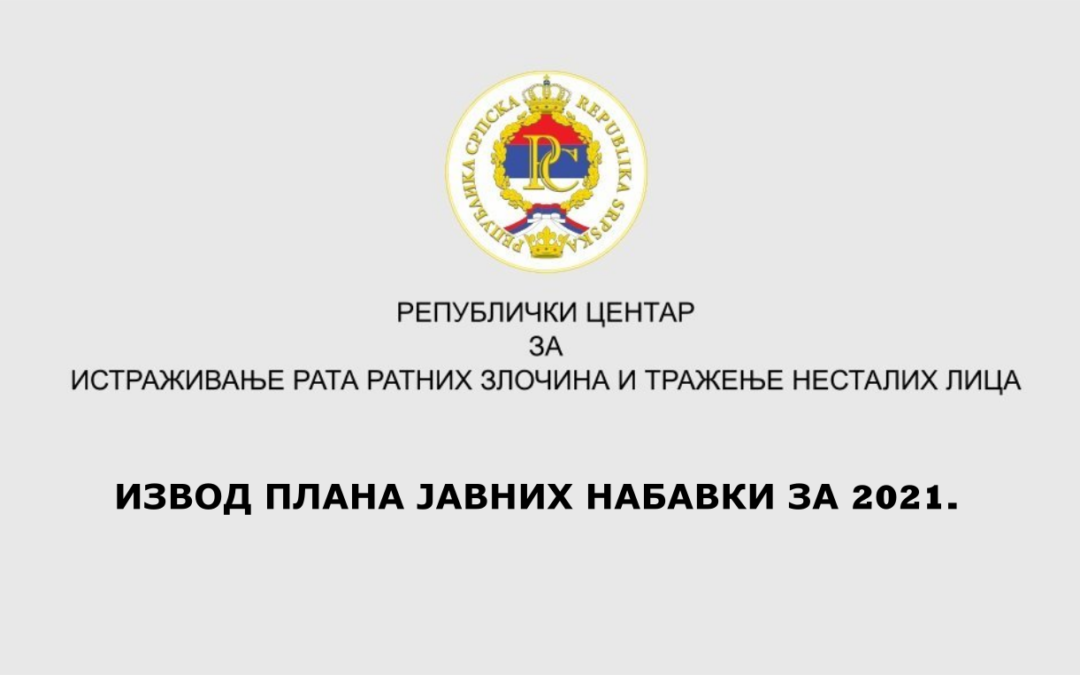 Извод из плана јавних набавки за 2021. годину